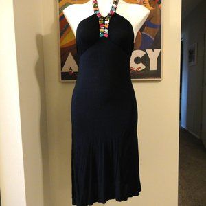 Hunkemoller Halter Dress NightGown Swim Coverup Black Bead M